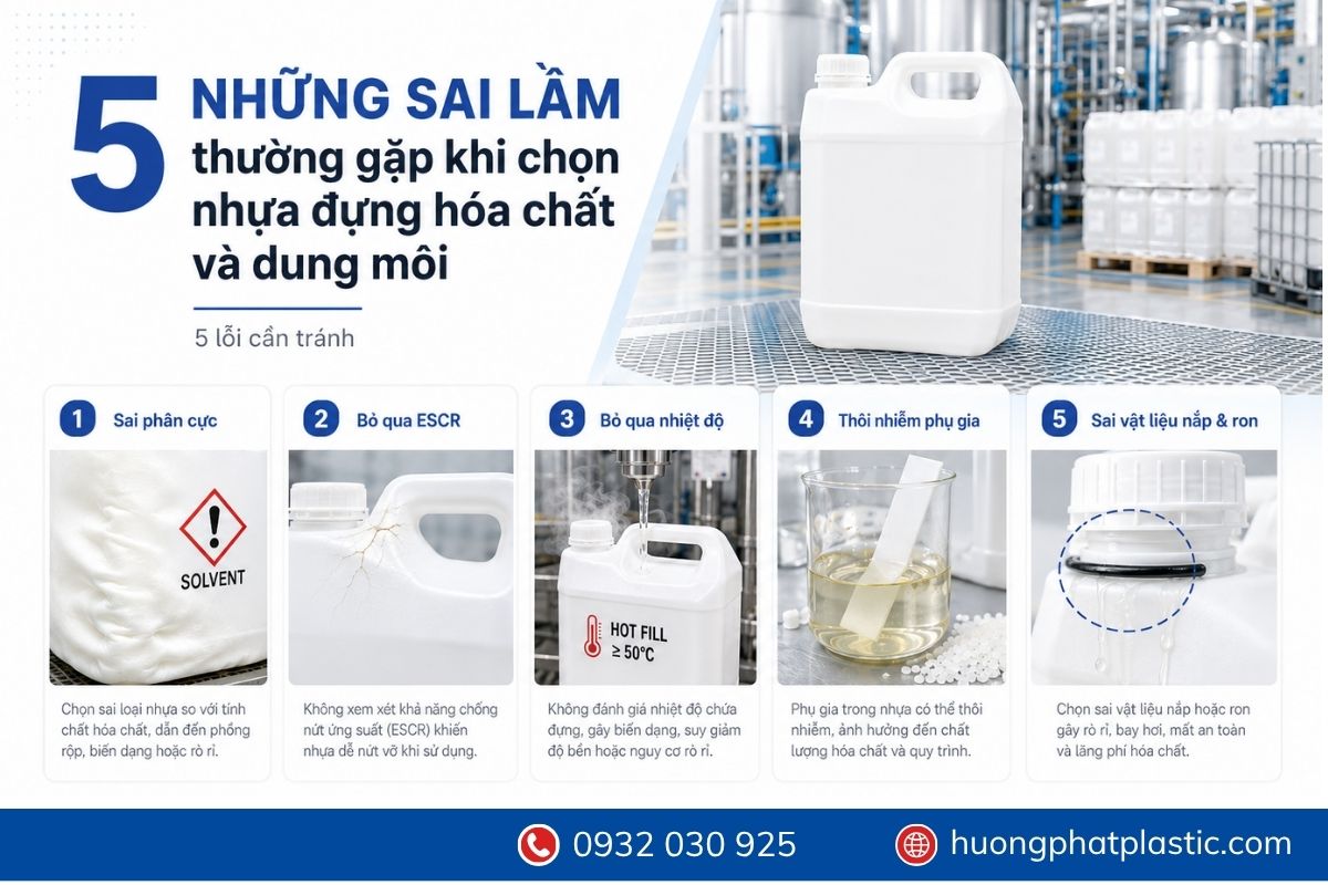 Kiểm tra mẫu can nhựa trước khi sử dụng chứa hóa chất và dung môi