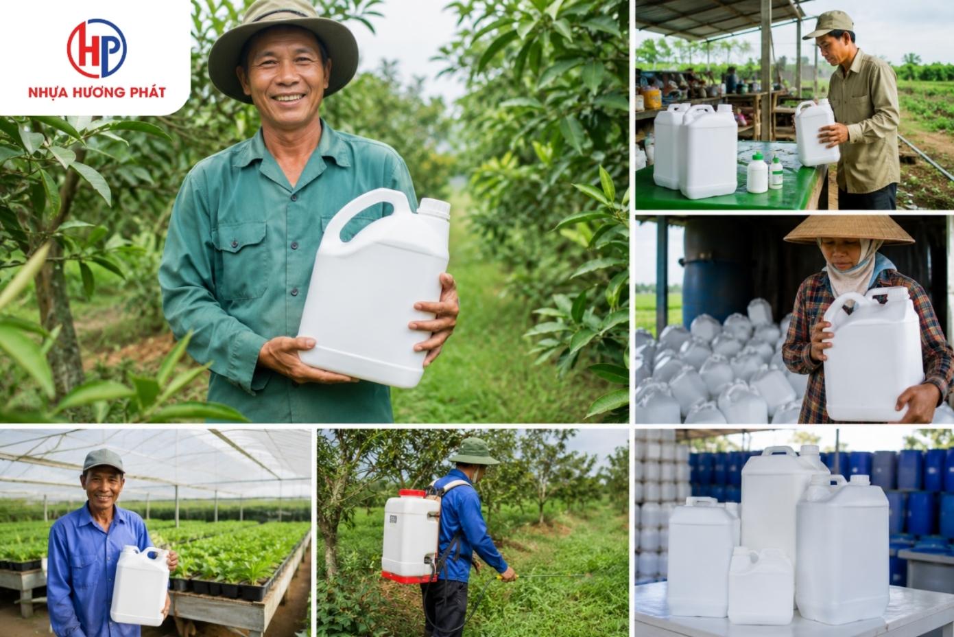 Lưu kho can nhựa đựng phân bón lỏng trên pallet