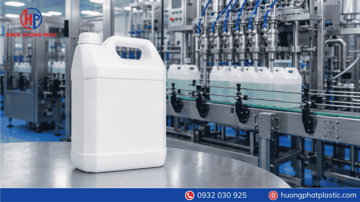 Khu vực trưng bày các mẫu can nhựa 5 lít tại TP.HCM
