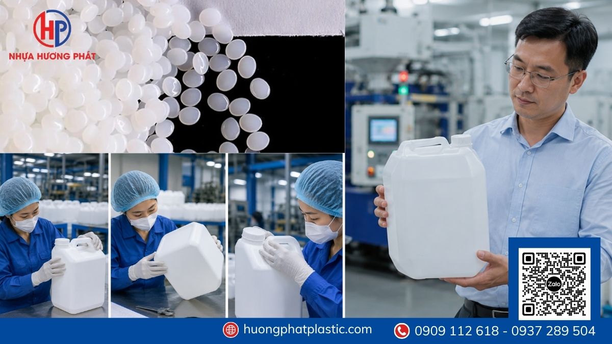 Kiểm tra mẫu can nhựa 20 lít trước khi đặt hàng tại Bình Trị Đông