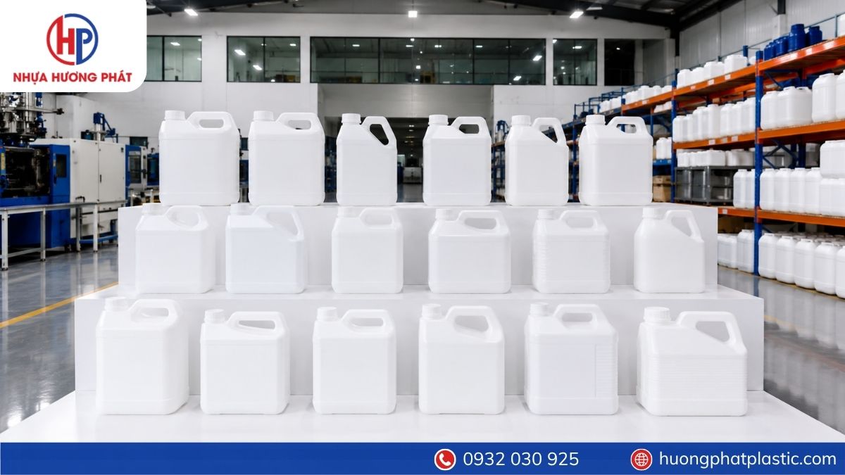 Công ty sản xuất can nhựa 10 lít với nhiều mẫu can tại xưởng