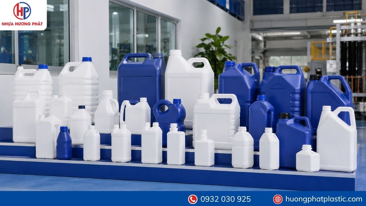 Các mẫu can nhựa 5L 10L 20L 30L Hương Phát cung cấp tại Đồng Nai