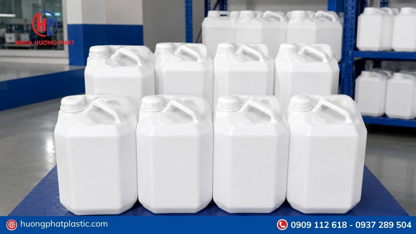 Can nhựa trắng dùng trong sản xuất và lưu trữ chất lỏng