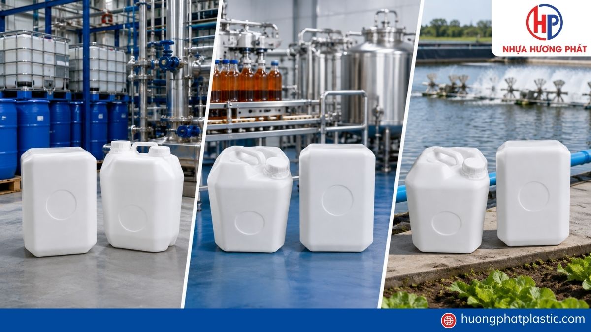 Chuẩn bị mẫu can nhựa 10 lít cho khách hàng tại phường An Lạc