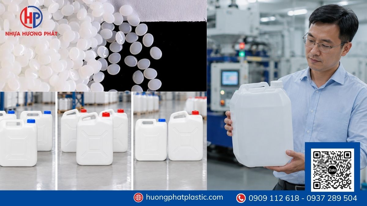 Kiểm tra thân, cổ và nắp can nhựa trước khi lựa chọn bao bì