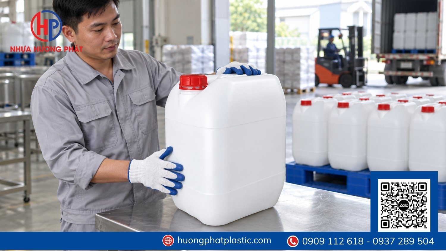 Công đoạn thổi tạo hình can nhựa HDPE trong khuôn