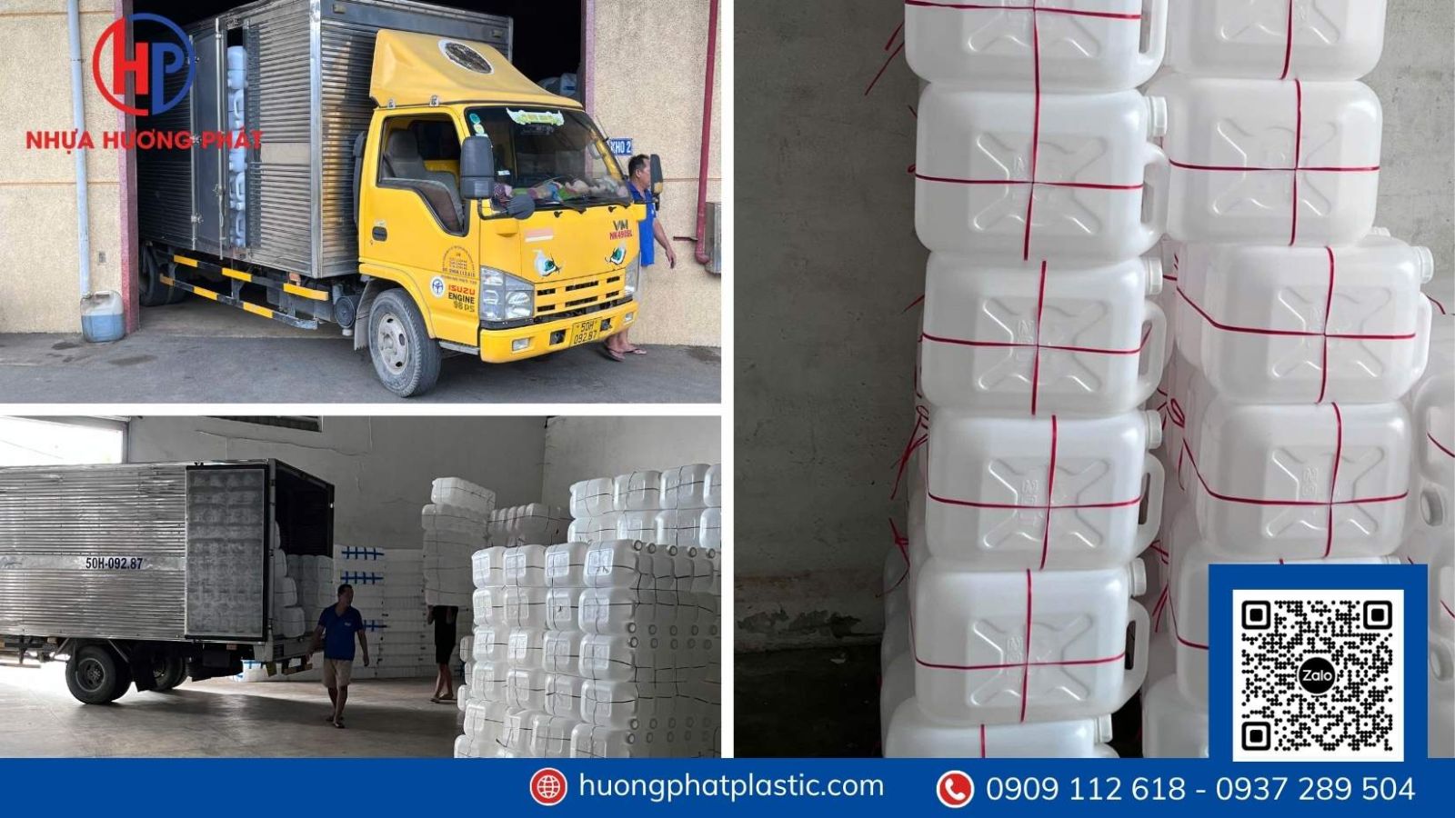 Sắp xếp can nhựa 5 lít Bà Điểm khoa học trong kho bãi