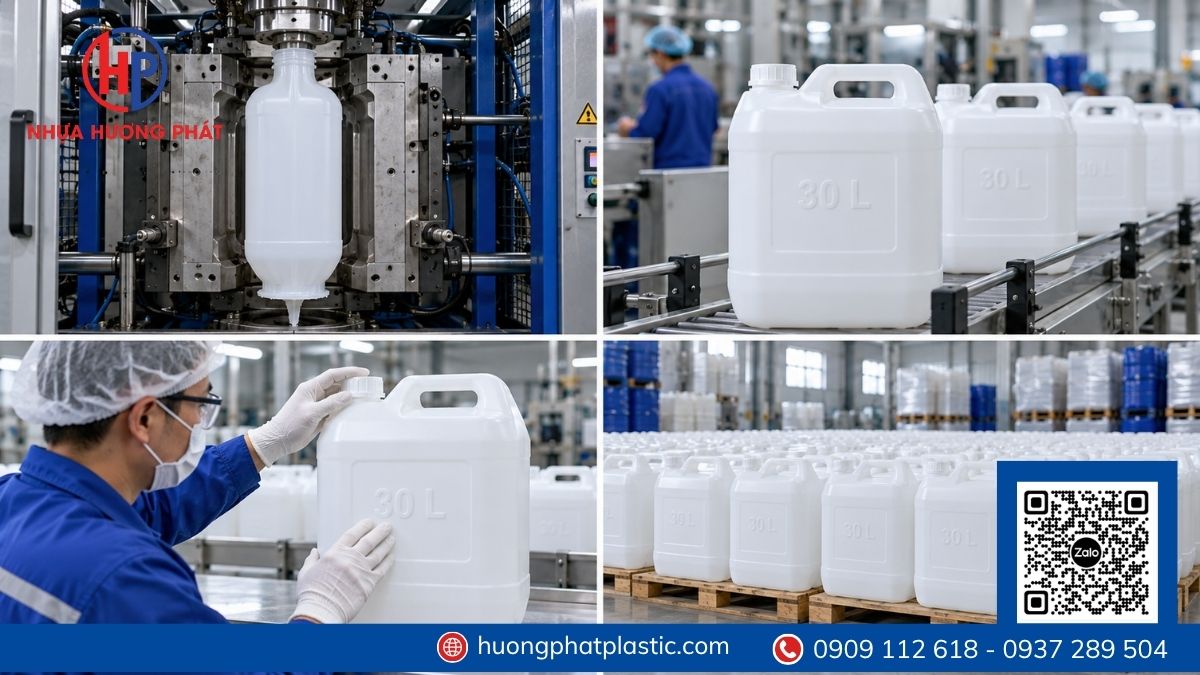 Kiểm tra thân tay cầm cổ và nắp can nhựa 30 lít