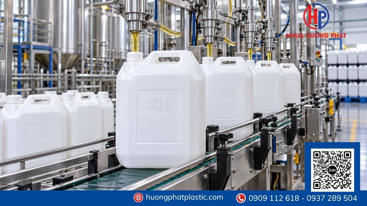 Khu vực đóng gói can 30 lít giao cho doanh nghiệp tại Tân Tạo