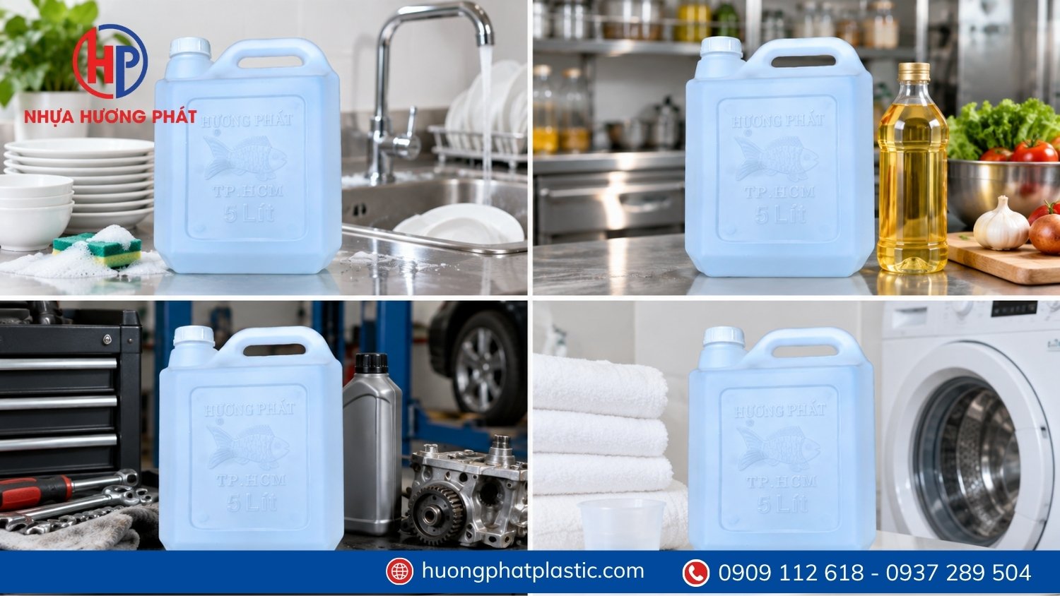 Ứng dụng can nhựa 5 lít mỏng loại 1 con cá