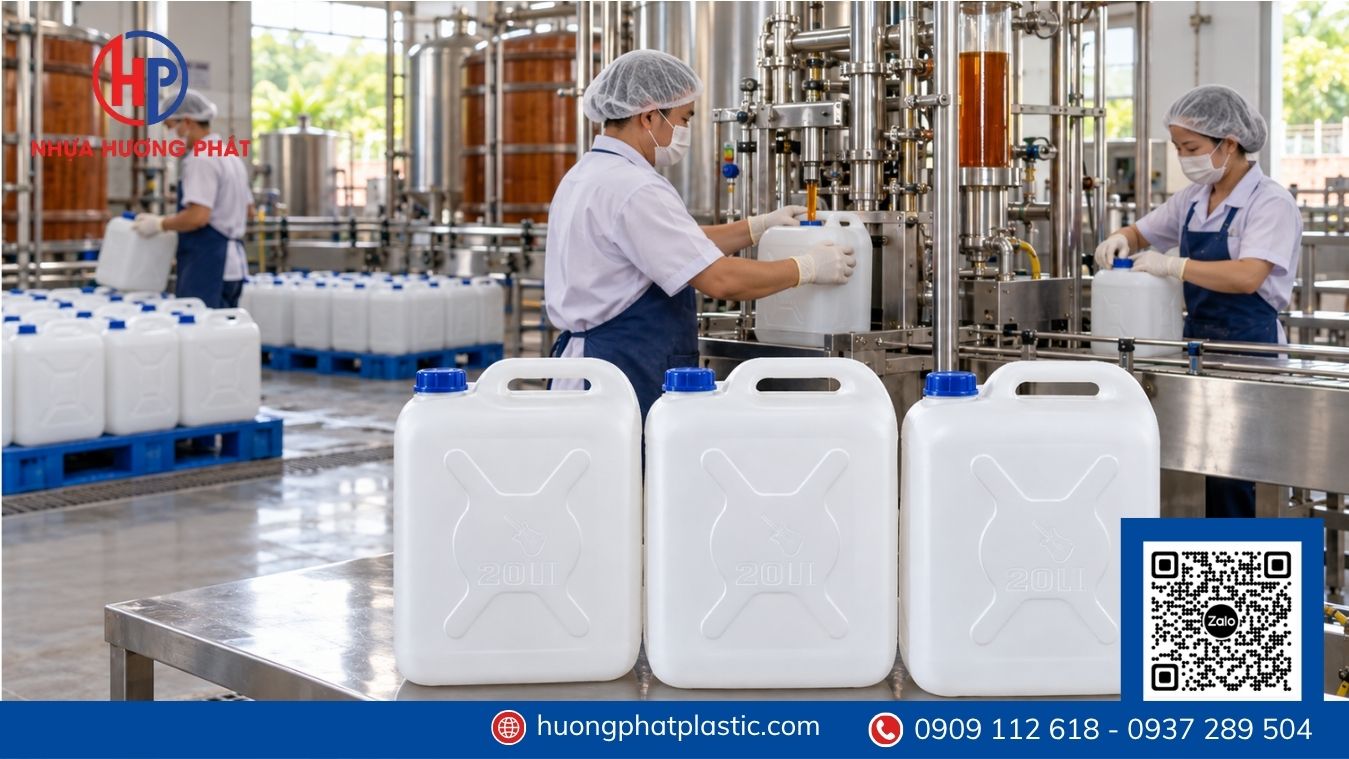 Lau sạch miệng can trước khi đóng nắp can nước mắm
